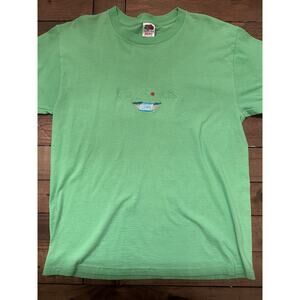 Niagara Falls Canada Green Embroidered Short Sleeve Shirt Size L